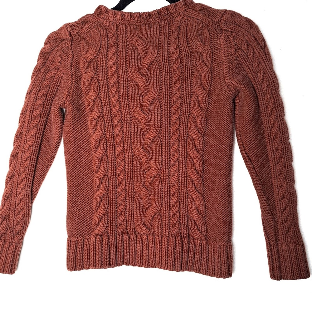 LL Bean Cable Knit Sweater Womens XS Petite Terracotta Cotton Crewneck Pullover - Picture 7 of 15